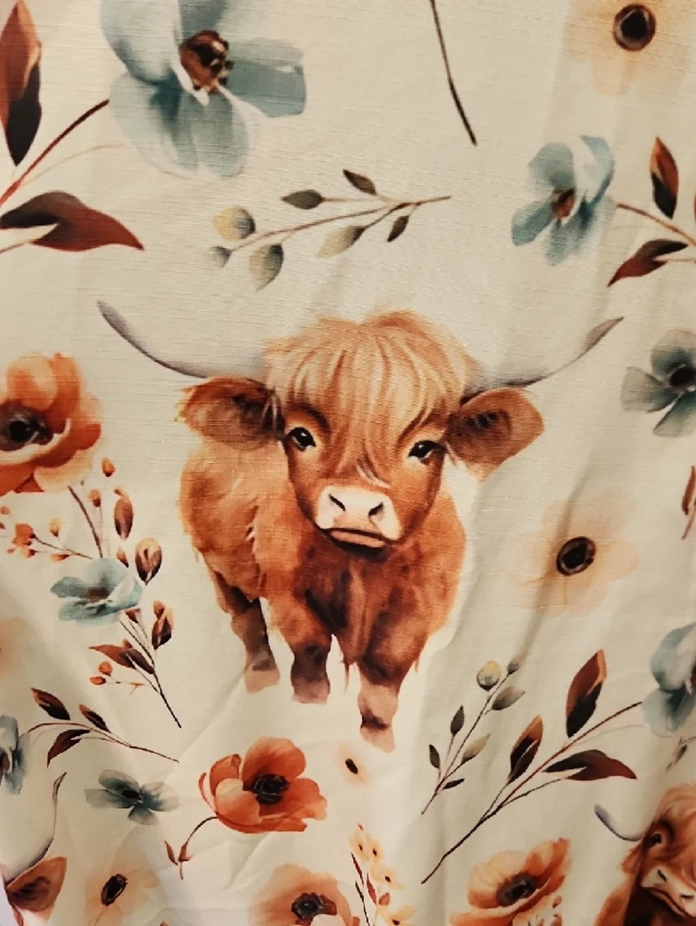 Women’s Floral & Cow Print Cotton Romper Jumpsuit - White - Picture 4 of 4